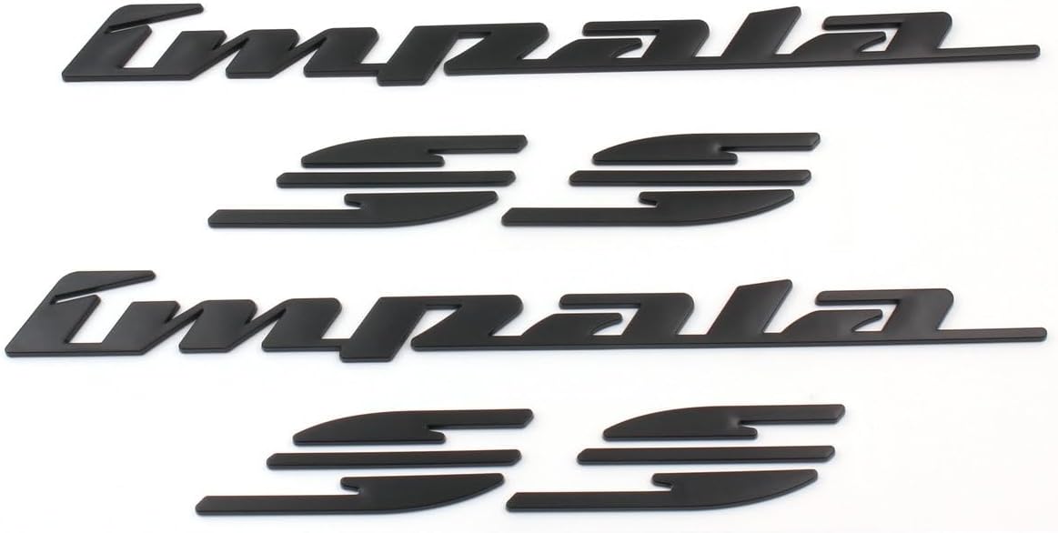 Pair Set 1994-1996 Impala Ss Emblems Right Left Quarter Panel Letter Badge Compatible with Impala (Matte Black)