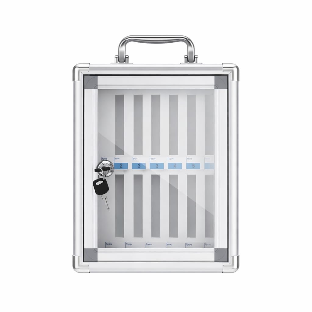 Breewell New 12 Slots Steel Corner Cell Phone Locker Mobile Phone Storage Box/Cabinet | Silver-picture-11