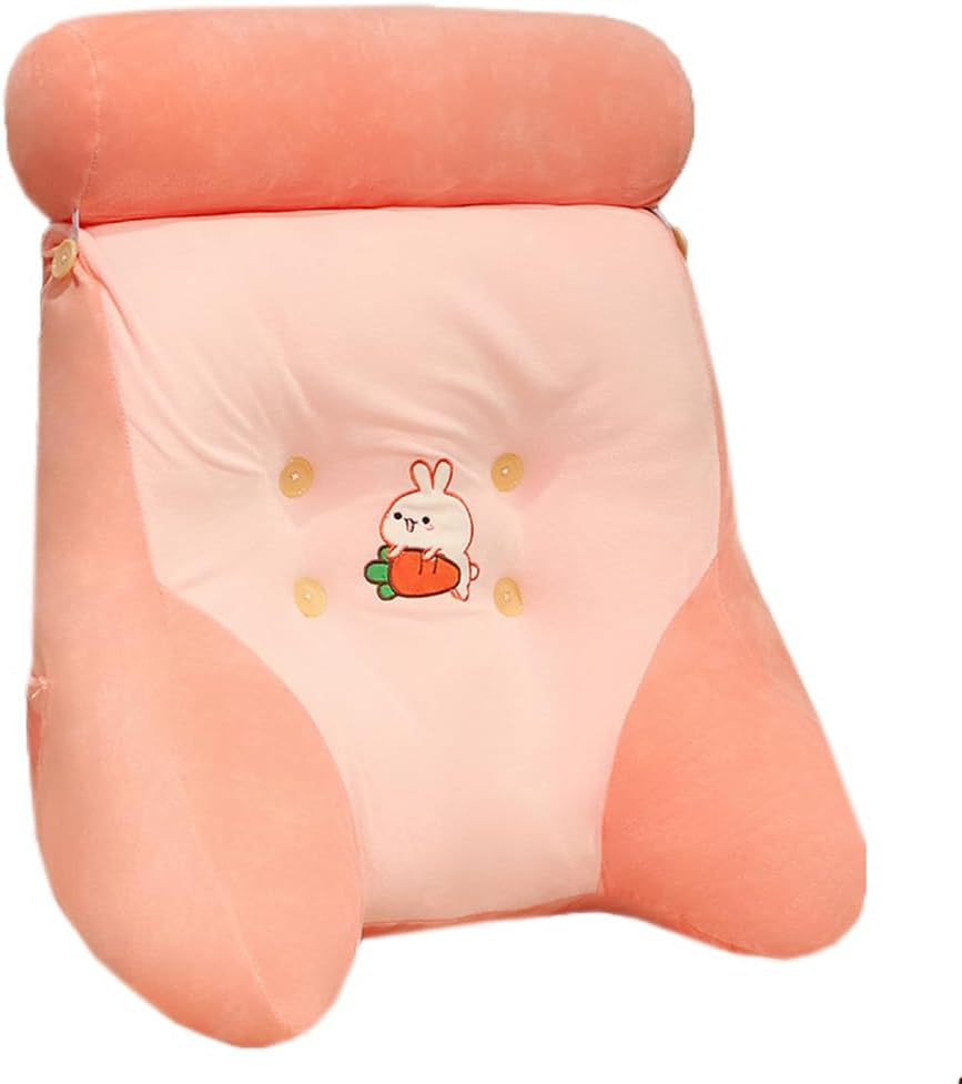 Cartoon Bed Backrest Pillow Thick Sofa Soft Reading Waist Pillow Washable Lumbar Back Cushion with Small Bolster Pillow (Gray, 45×55cm/17.7"×21.65")