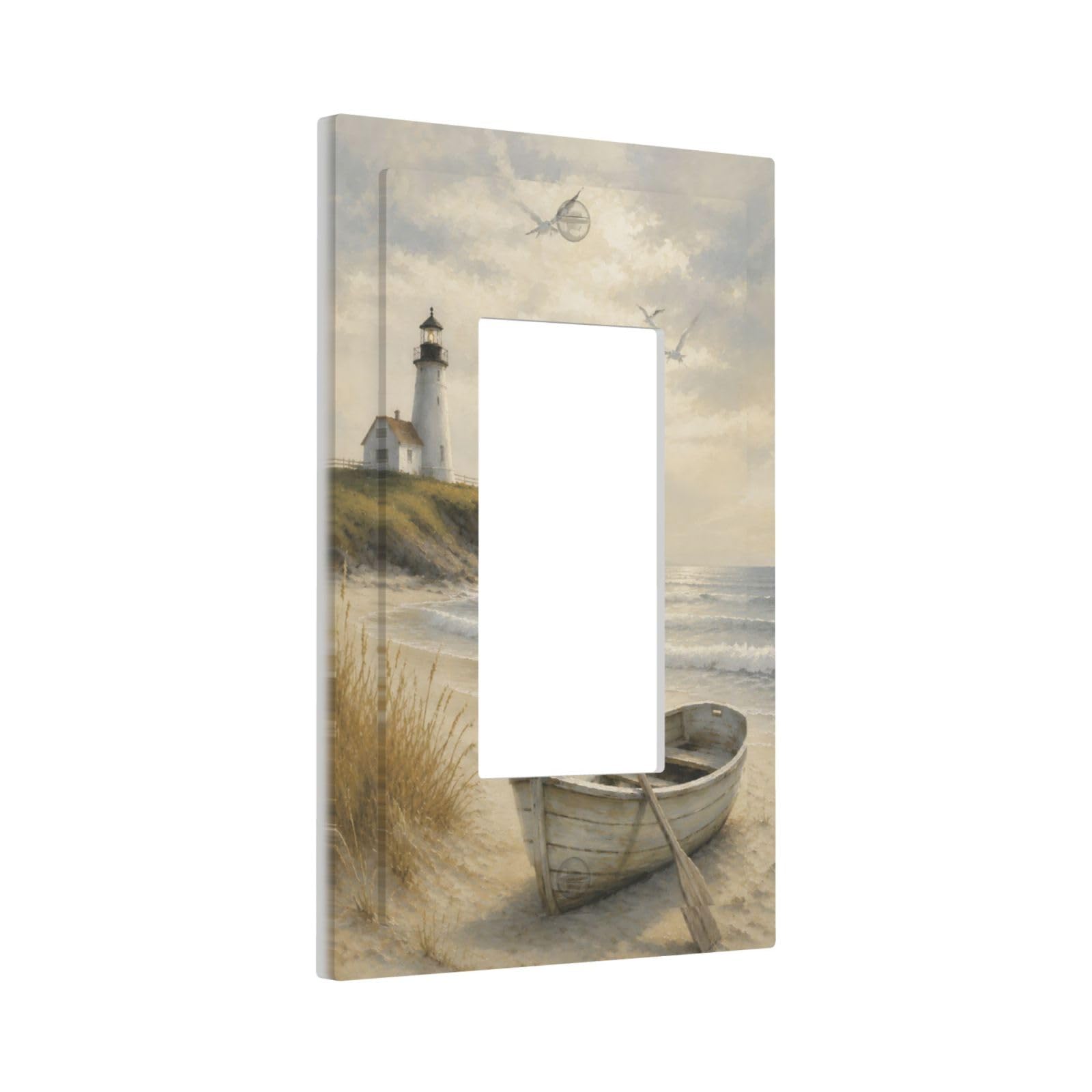 Thsanju Coastal Lighthouse Boat Outlet Covers Single Rocker Light Switch Covers Decorative Nautical Beach Ocean 1 Gang Gfci Wall Plate Electrical Receptacle Switchplate Faceplate For Home Decor