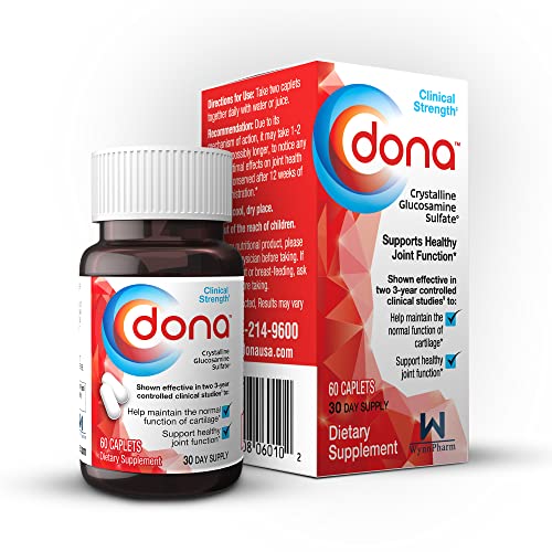 DONA Crystalline Glucosamine Sulfate Caplets 60 count Natural arthritis treatment that is effective and proven to reduce joint pain. Can delay the progression of knee osteoarthritis. Only Glucosamine Brand Proven Effective in Two 3 Year Studies.Dona is th DONA Crystalline Glucosamine Sulfate Caplets 60 count Natural arthritis treatment that is effective and proven to reduce joint pain. Can delay the progression of knee osteoarthritis. Only Glucosamine Brand Proven Effective in Two 3 Year Studies.Dona is th