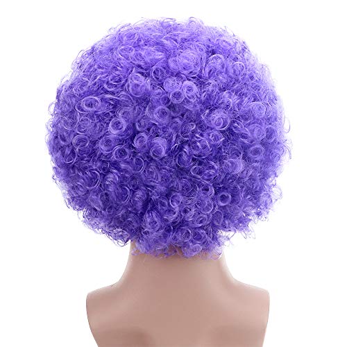 Image of FREE BEAUTY Fluffy Afro Synthetic Clown Wig for Men Women Cosplay Anime Party Christmas Halloween Fancy Funny Wigs (Purple)