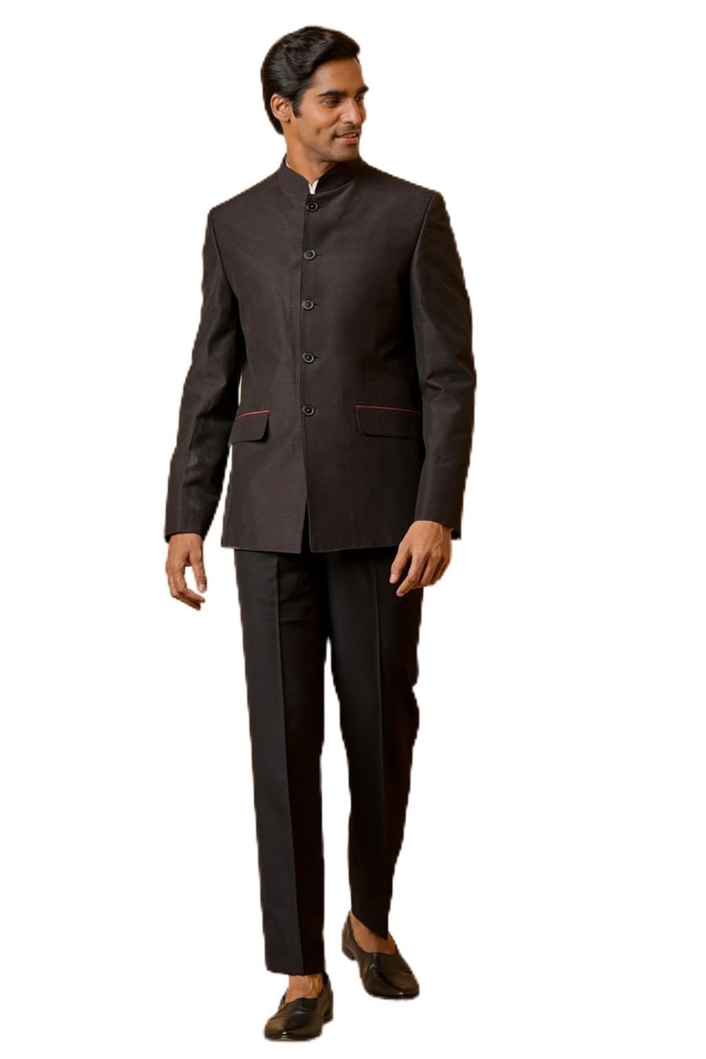 tasva Black Classic Bandhgala With Contrast Edging For Men-picture-51