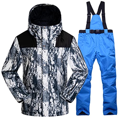 Combinaison de ski pour homme comprenant une veste de neige chaude et un pantalon d'hiver noir