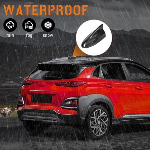 Image of Shark Fin Antenna Cover,Car Roof Antenna Caps Compatible with Hyundai Kona 2018 2019 2020 2021 2022 2023,96210-J9300,Roof Topper Cover Replacement,Carbon Fiber Texture,Without Chip
