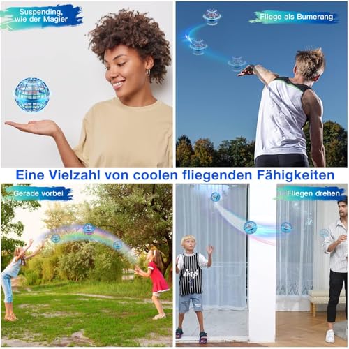 Zookao Fliegender Ball, Mini Drohne Für Kinder Flying Boomerang Ball mit LED Licht Spielzeug Geschenke für Jungen Mädchen Indoor Outdoor Cooles Flugzeug