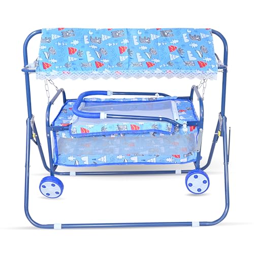 Image of AVANI METROBUZZ Small Baby Cradle with Wheels and Canopy, Foldable Design, Cortoon Pattern, for 0-6 Months Baby Boys and Girls