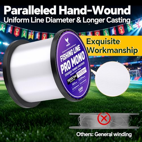 Image of Monofilament Fishing Line with Knot Guide Card, Tangle-Free Snap Ring for No More Mess, Low Memory Smooth Casting Nylon Mono String, 15 /20 /30 /50 /80LB, 220-1050 Yards