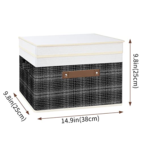 TYEERS Collapsible Storage Box with Lid, Patchwork Design, Decorative, Fabric Storage Box for Clothes Wardrobe Storage - Image 2