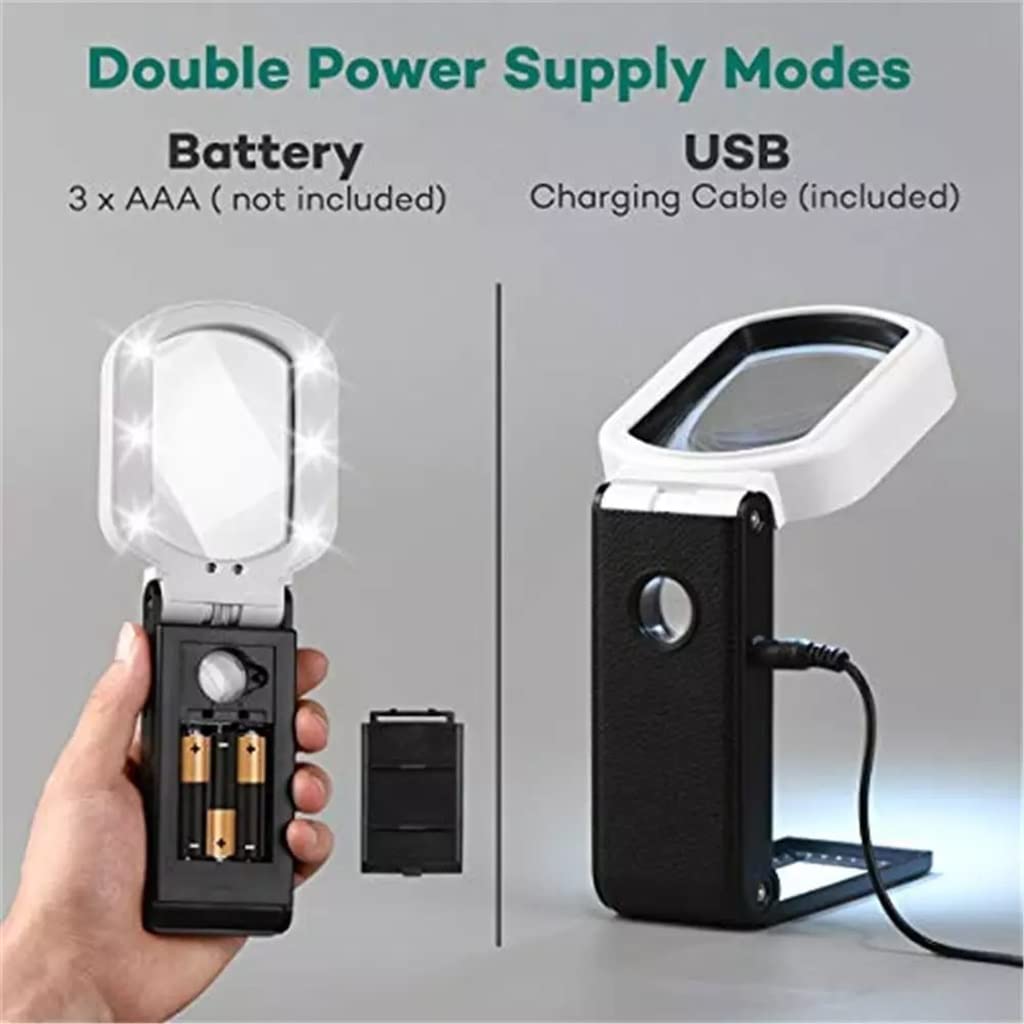Lupa de pie portátil Recargable con Lupa iluminada para Lectura, comprobación y escaneo de Joyas.,