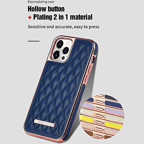Image of PULOKA iPhone 11 Pro Leather Back Cover Royal Diamond Pattern with Electroplated Cover Compatible for Apple iPhone 11 PRO 5.8 inchinch - Blue