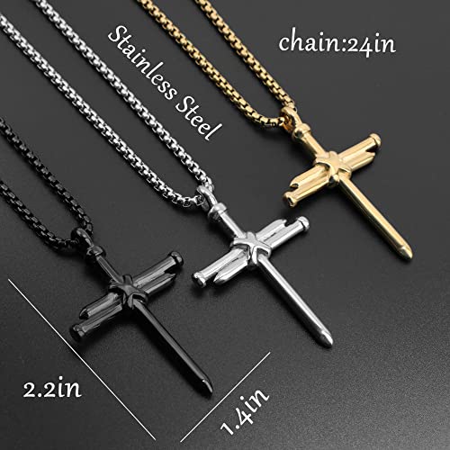 Gifts For Husband Nail Cross Necklace Chain Silver Bible Verse Jewelry For Men Husband Anniversary Birthday Christmas Gifts To My Husband From Wife Fathers Day Christmas Long Distance Gift For Husband #TOP3