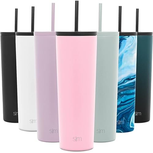 Simple Modern Insulated Tumbler with Straw Lid and Flip Lid | Travel Coffee Mug Reusable Cup | Gifts For Men, Women, Mom, Dad | Classic Collection | 28oz | Blush