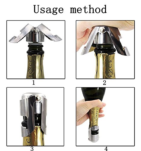 Champagne Sealer Stopper, Bgmax 3 Pack Stainless Steel Sparkling Wine Bottle Plug Sealer Set With A Longer Sealing Plug, Gifts Accessories For Champagne #TOP2