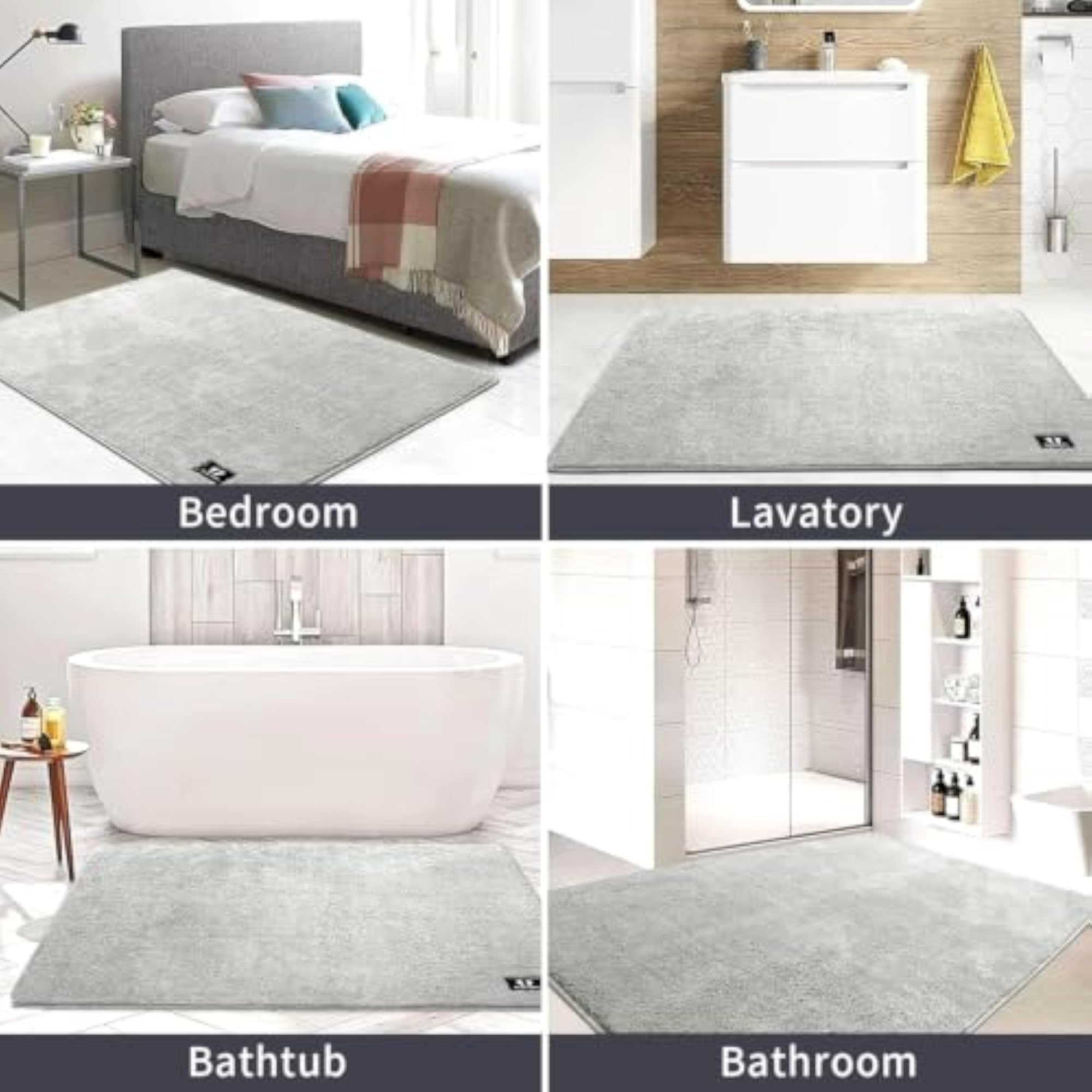 Microfiber Solid Bath Mat, Water Absorbent & Anti-Skid