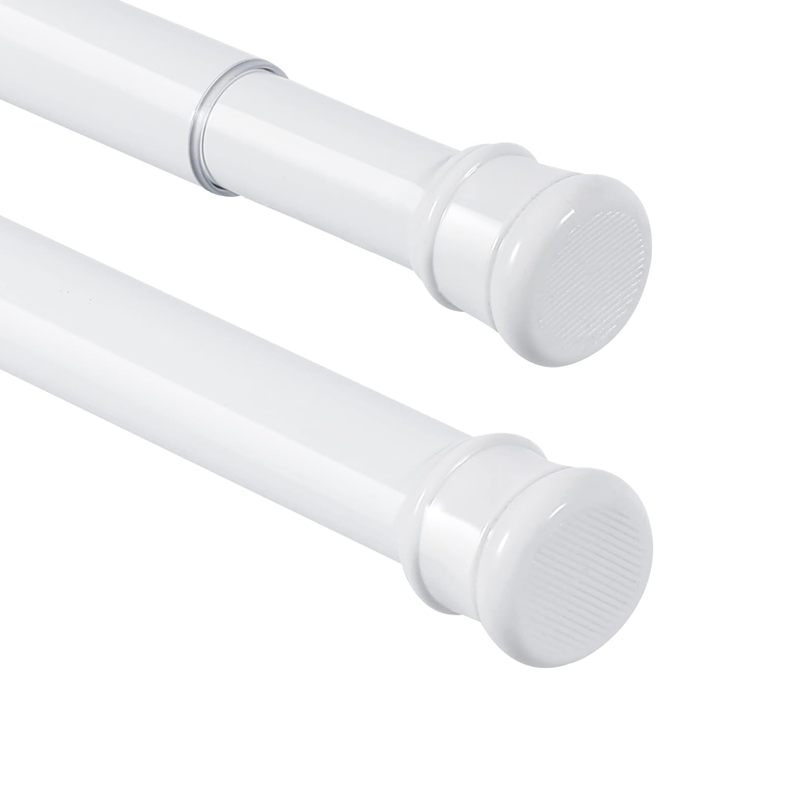 2 Pack Shower Curtain Rod 56-104 Inch, 1"Diameter Spring Long Adjustable Tension Curtain Rods for Bathroom Windows Closet No Drilling No Rust, White