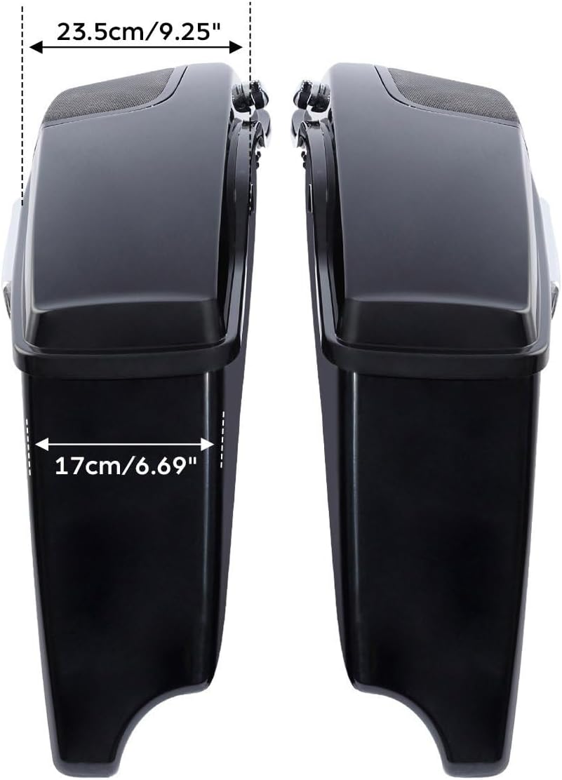 Stretched Saddlebag w/ 5'' x 7'' Speaker Lid fits for Harley Touring FLT, FLHT, FLHTCU, FLHRC, Road King, Road Glide, Street Glide, Electra Glide, Ultra-Classic 2014-later,Vivid Black