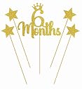 SVM CRAFT® 6 Months Cake Topper, Gold Glitter Baby 1/2 Birthday Cake Topper,100 Days,Baby Shower Party Decorations gallery image