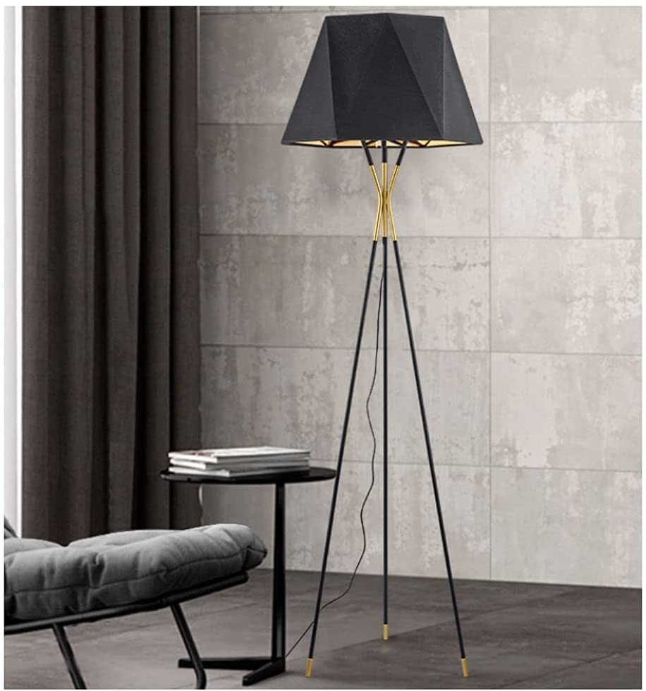 Lámpara de pie moderna de tres patas con interior dorado para salón y dormitorio 8