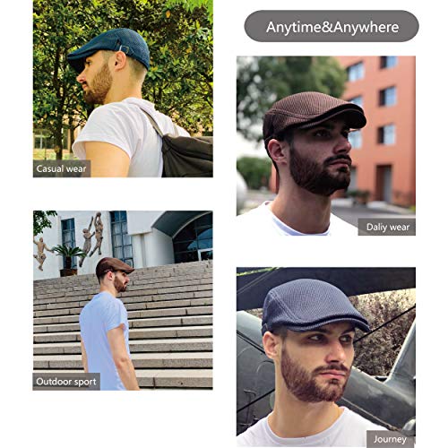 Zowya Men'S Mesh Flat Cap Adjustable Newsboy Hat Breathable Summer Classic Gatsby Hat Duckbill Hat Women Fashion Khaki L/Xl thumb #4