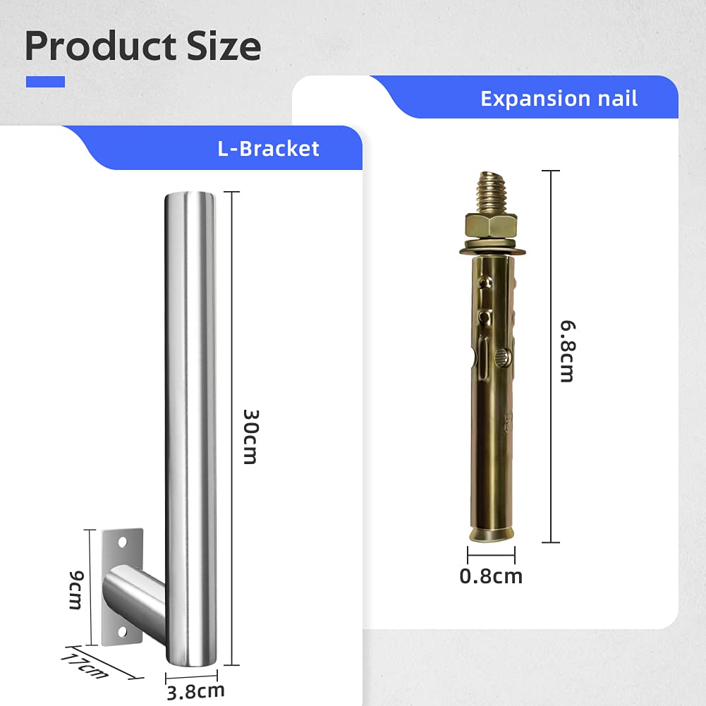 ANNTLENT Mât d'antenne Type L Antenne Extérieure- Mât d'antenne Extérieur-Universel de 30 cm de Longueur pour Antenne d'amplificateur de Signal de Téléphone Portable / d'antenne Satellite