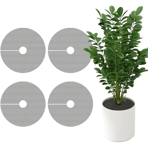 Adnee 4 Pcs 15.7 Inch Plant Pot Grids-Cuttable Plant Pot Soil Covers Protectors from Animals-Indoor Round Planter Pots Soil Guard for Outdoor Garden Plants Protection