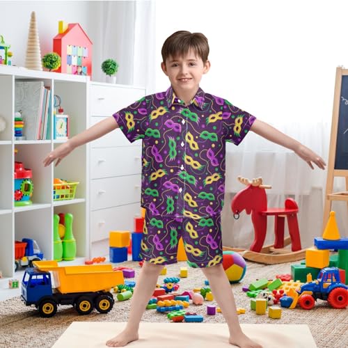 Image of visesunny Boy's 2 Pieces Shirt and Short Set Casual Shirts Short Sleeve Beach Shorts Summer Outfits for 3-10 Years Kids