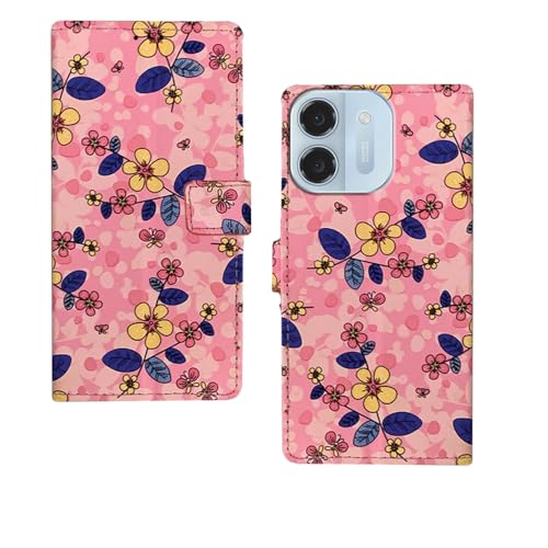 Image of amazon basics Ai+ Pulse 2 5G Flip Cover | Card Pockets Wallet & Stand | Flip Cover for Ai+ Pulse 2 5G (Pink Flower)