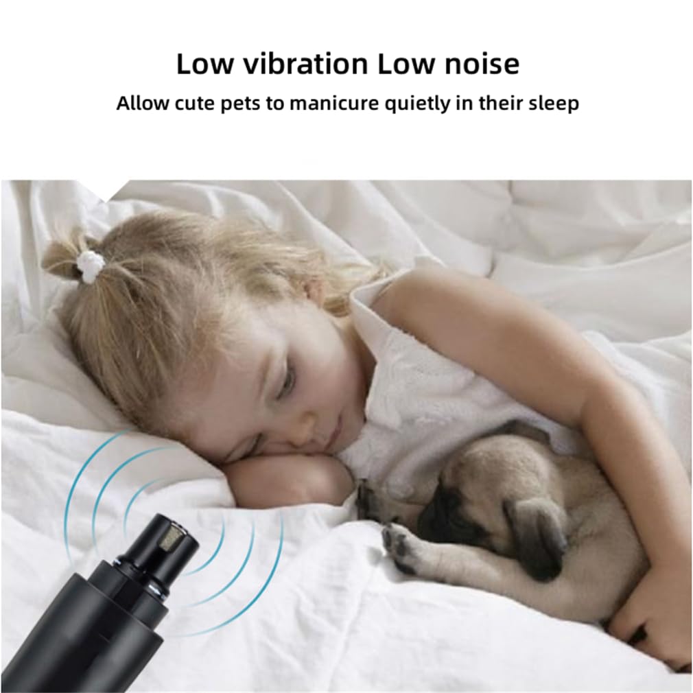 Cortaúñas eléctrico para perros y gatos, amoladora de uñas silenciosa, cóncava y convexa, cabezal de molienda doble, para perros grandes, medianos, gatos, cuidado de uñas de animales pequeños