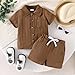Clothes For Boys 2-3 Years Toddler Baby Ribbed Button-Down Short Sleeve Shirt Tops + Casual Shorts Pocket Summer Outfit 2PCS set Brown Without Tee 2-3T