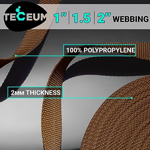 Image of TECEUM 3 /4 inch & 5 /8 inch & 1 inch & 1.5 inch & 2 inch Webbing - 10 25 50 Yards - 40+ Colors - Heavy Duty 1 Inch 1.5 Inch 2 Inch Backpack Straps - Webbing for Outdoors Indoors Crafting DIY