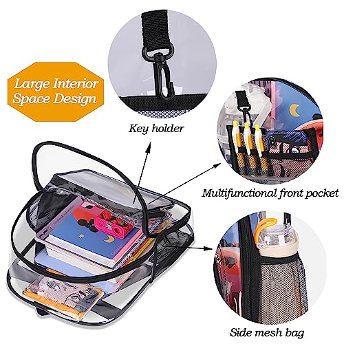 Personalized Clear Backpack Custom Clear Bookbag with Name PVC Heavy Duty Transparent Backpacks Cute See Through Backpack, Black - Style6-soccer3