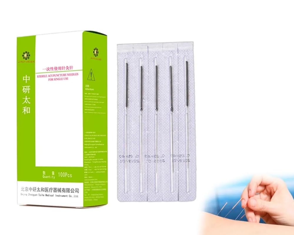 Algasan Sterile Acupuncture Pins For Single Use Transparent 100 root a box (0.35 * 25)
