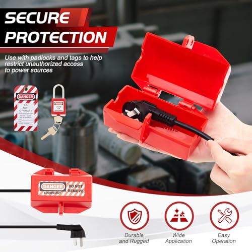 Image of Zonon 4 Sets Electrical Plug Lockout Kit with Safety Padlocks Keys & Tags