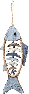 Fish Decor - Wall Art, Oceans Theme Decor, Vintage Wood Sculpture | Nautical Wall Hanging, Coastal Home Decoration, Beach Style Room Accent | Rustic Sea Animal Artwork for Living Room, Bedroom