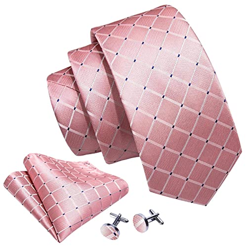 Image of Barry.Wang Ties for Men Silk Tie Sets Polka Dot Woven Necktie Pocket Square Cufflinks Business Wedding