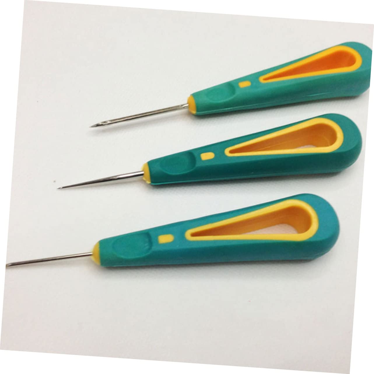 3pcs Silicone Handle Awls for Crafting Includes Hook Awl Round Hole and Straight Tip Essential Sewing Tools for Projects Shoe Repair and Home Use