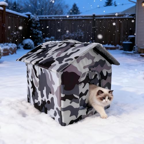 Maison d'extérieur pour chaton isolée et cabane étanche pour animaux de jardin - 4