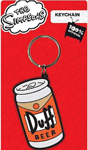 Simpsons - Flat 2D Rubber Keychain / Keyring (Duff Beer Can) (Size: 1.5" x 2.5")