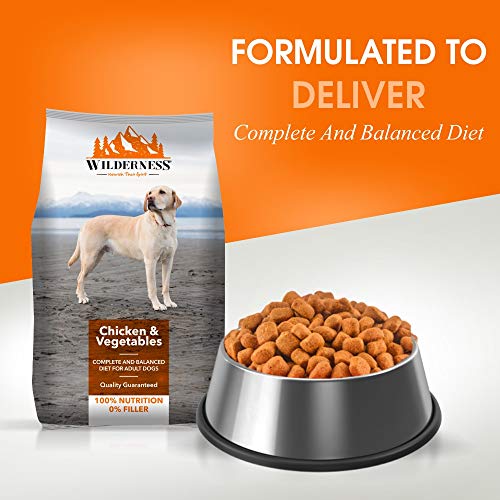 Image of AmazonBasics Two Door Top Load Pet Kennel (23-inch) with Wilderness Dry Dog Food, Chicken and Vegetable, 3kg