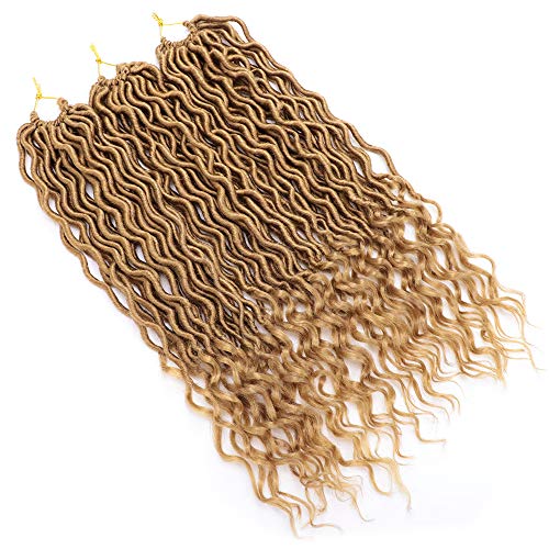 6 Packs Goddess Locs Crochet Hair 20 Inch Faux Locs Crochet Hair With Curly Ends, Crochet Pre Looped Hair Brown Deep Wave Synthetic Braids Hair Extensions (20Inch, 27#) #TOP6