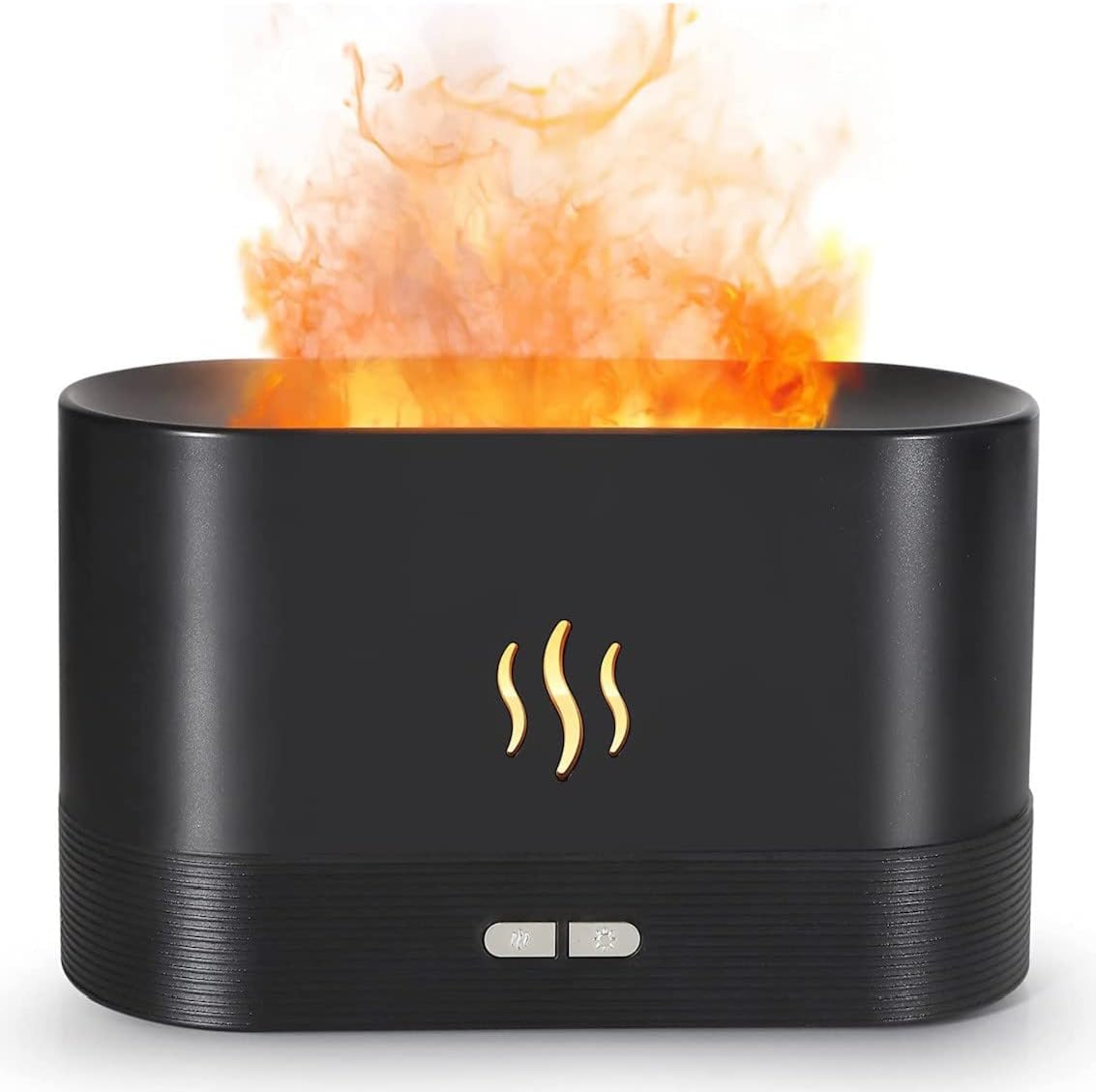 Humidifier Flame Aroma Diffuser Aromatherapy Light Mist Atomizer Auto Off Protection for Spa Home Yoga Office 180ml Black, No