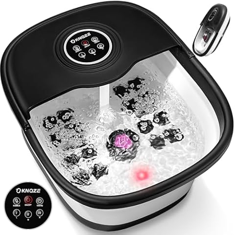 Collapsible Foot Spa Bath with Heat, Remote Control, Temperature Control, Bubbles, Pumice Stone, Red Light, Timer, 16 Massage Roller Pedicure Foot Spa Tub Foot Soaker for Soothe & Relax Tired Feet Cover