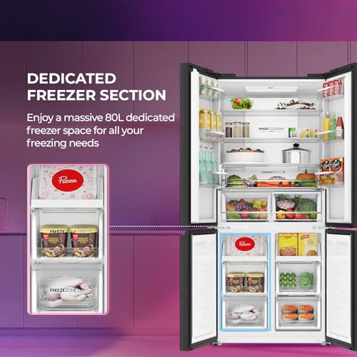 Image of Haier 520 L 3 Star Lumiere Frost Free Triple Inverter French Door Side by Side Refrigerator (HRB-600PW, Pearl White, Magic Convertible Zone, Vogue Colourful Steel, Deo Fresh Technology, 2026 Model)