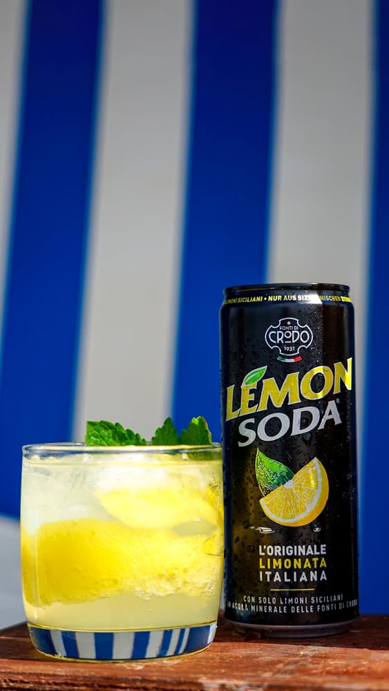 LEMON SODA (24x330ML) - Italienische Limonade mit natürlichem Quellwasser & Zitronensaft. Limonade ohne künstliche Zusätze, ideal für Alltag, Aperitif & Cocktails