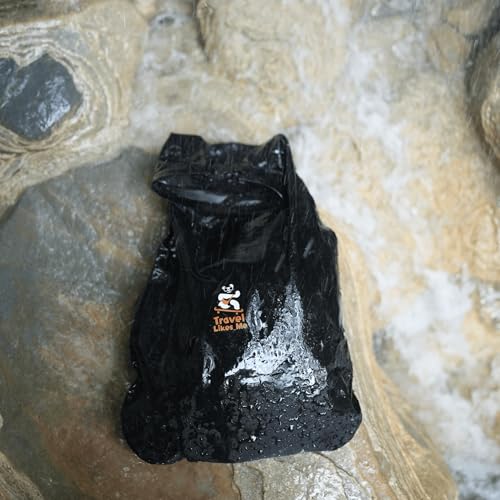 Image of TRAVEL LIKES ME Waterproof Travel Bag - Small Pouch for Men and Women, Travelling Gear, Camping Accessories, Trekking, Hiking, Swimming, Traveller Pouches, 20l ltrs Dry Bag (Black, 20 Liters)