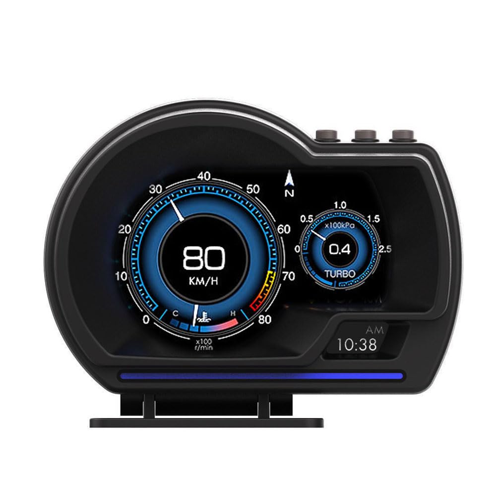 Riloer Car Head-Up Display, GPS+OBD HUD Head Up Display P6 for Most Cars (Black)