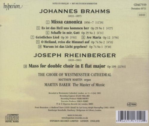 Miniatura 2 de Brahms Missa canonica, Motets Rheinberger Mass
