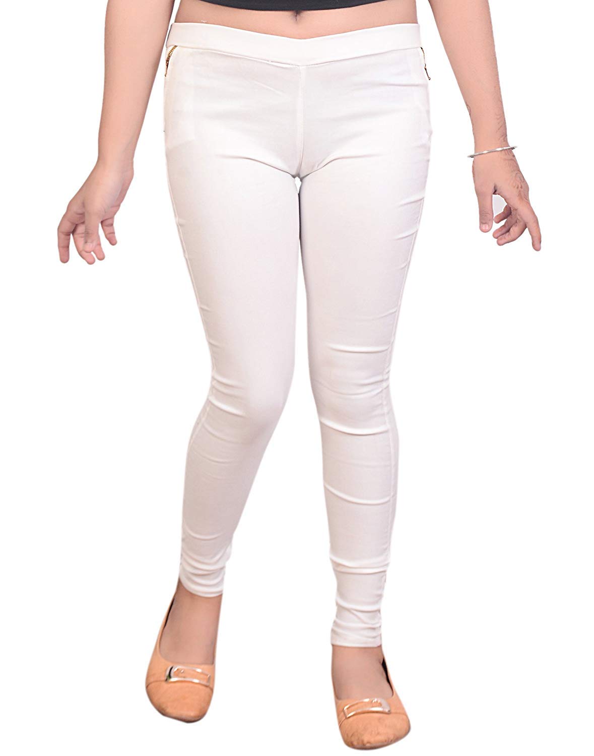 Devil Girl's White Slim Fit Cotton Jegging Size 30 3