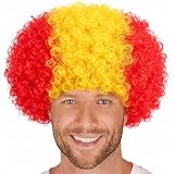 HOMAVEL Español Peluca Rizada,Con Diseño de la Bandera Español,Ideal para Fútbol,Rugby,Copa del Mundo,Eventos Deportivos y Fiestas de Disfraces.
